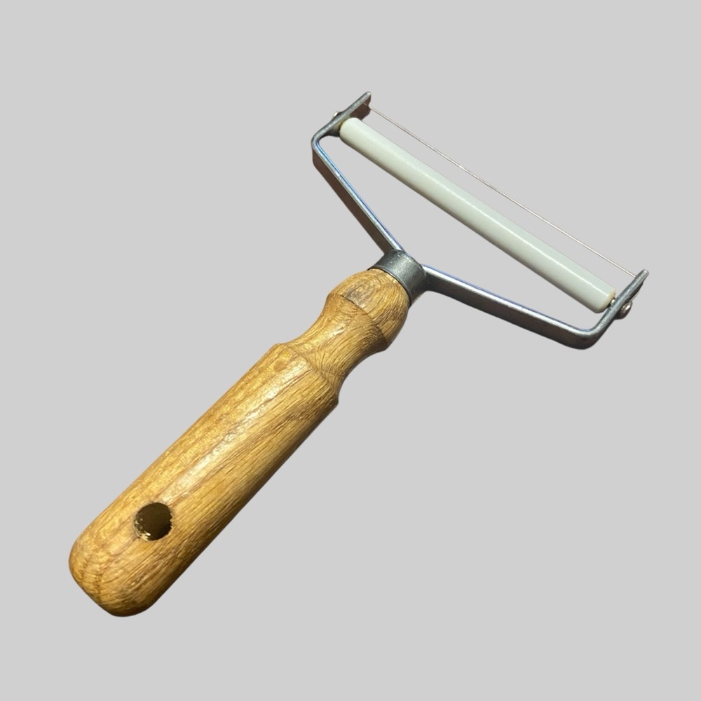 Vintage Cheese Slicer with Wooden Handle, Retro Kitchen Gadget